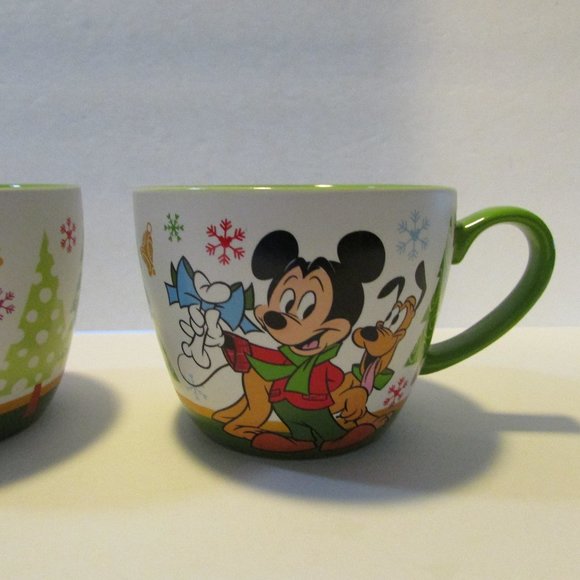 set of 2 Disney Store Christmas mugs Mickey and Minnie coffee hot chocolate cup - Picture 3 of 7